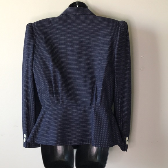 Vintage Polka Dot Peplum Blazer with Shoulder Pads - Picture 13 of 16